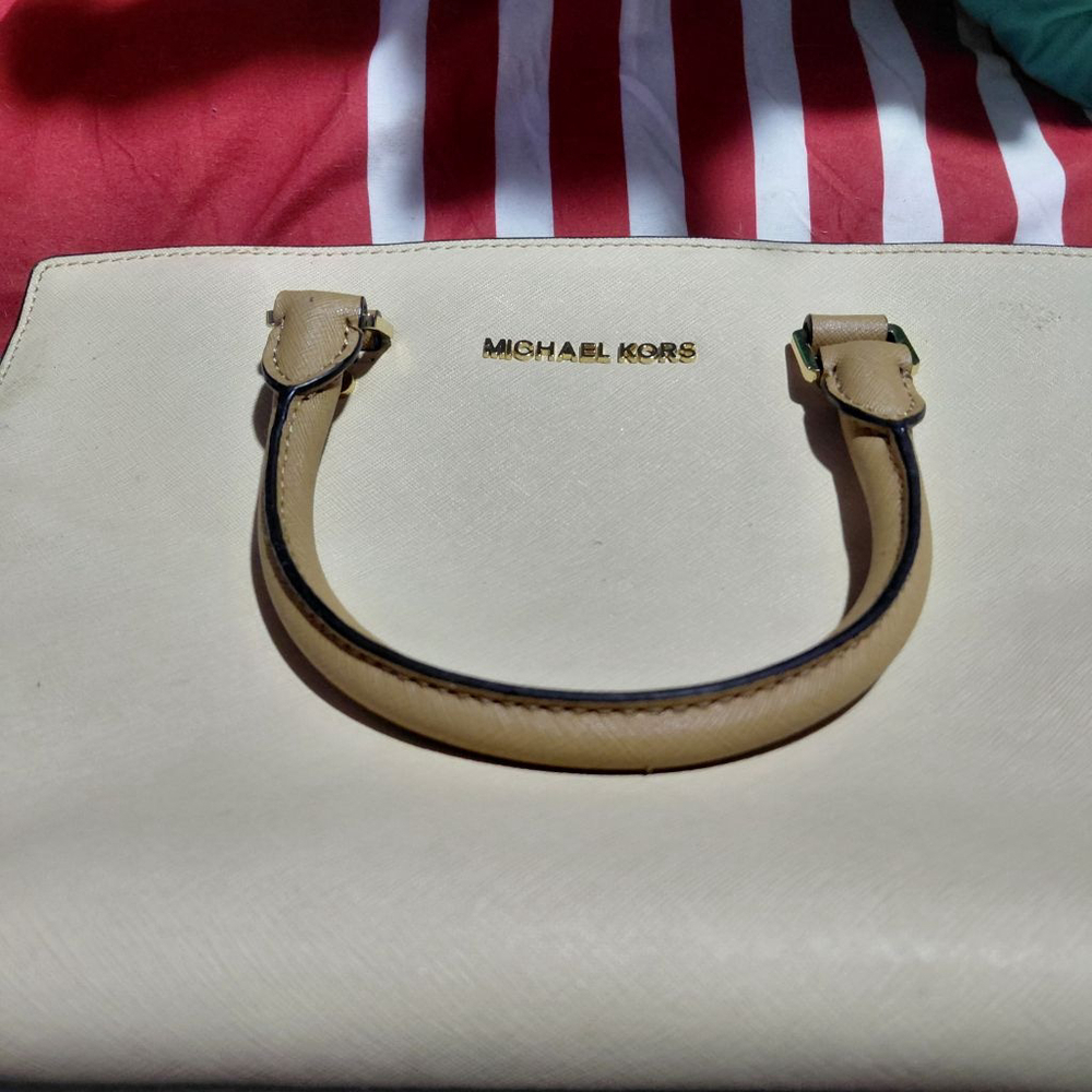 Women's Michael Kors Beige & White Satchel One Size - Picture 2 of 8